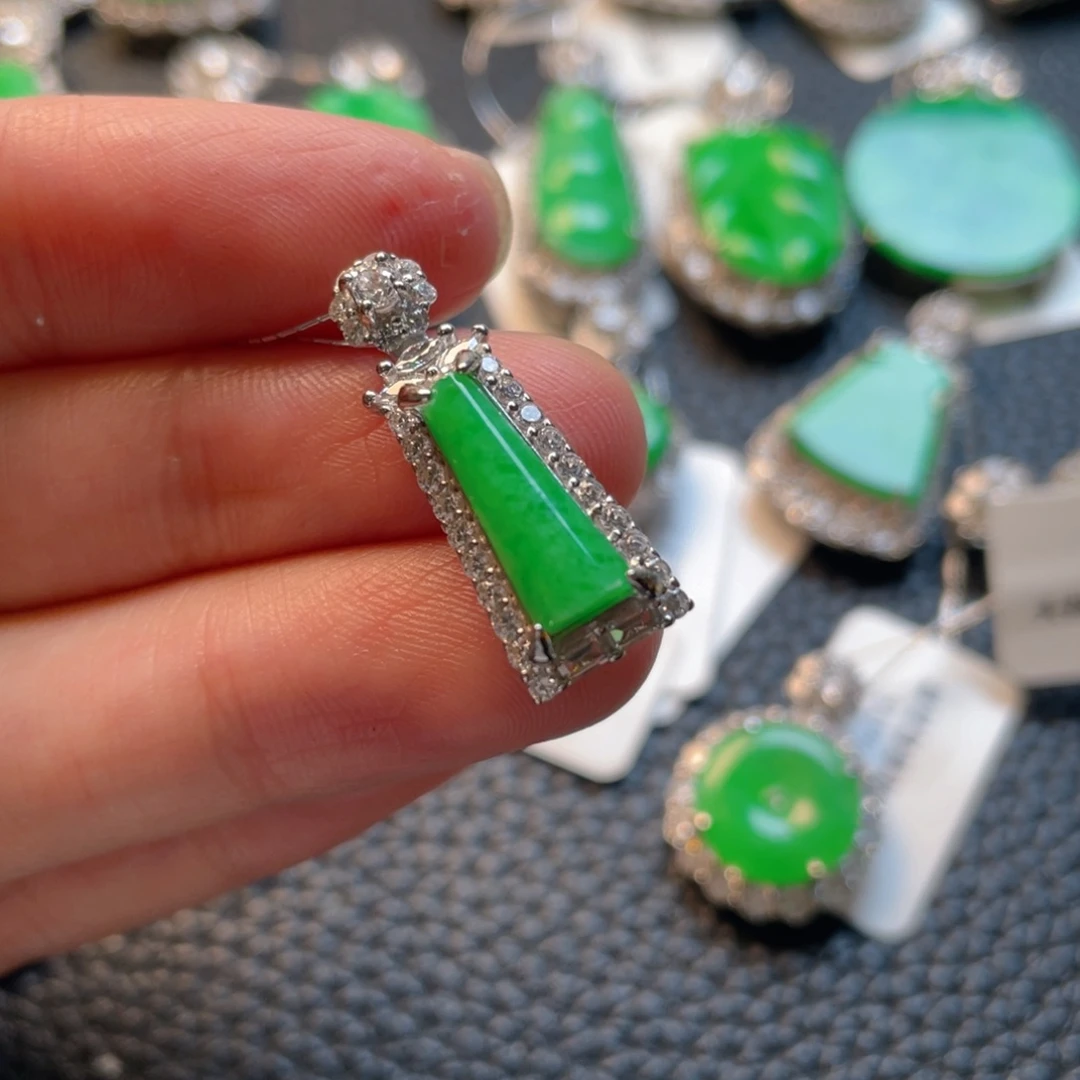 翡翠银S925镶嵌吊坠(不含链)