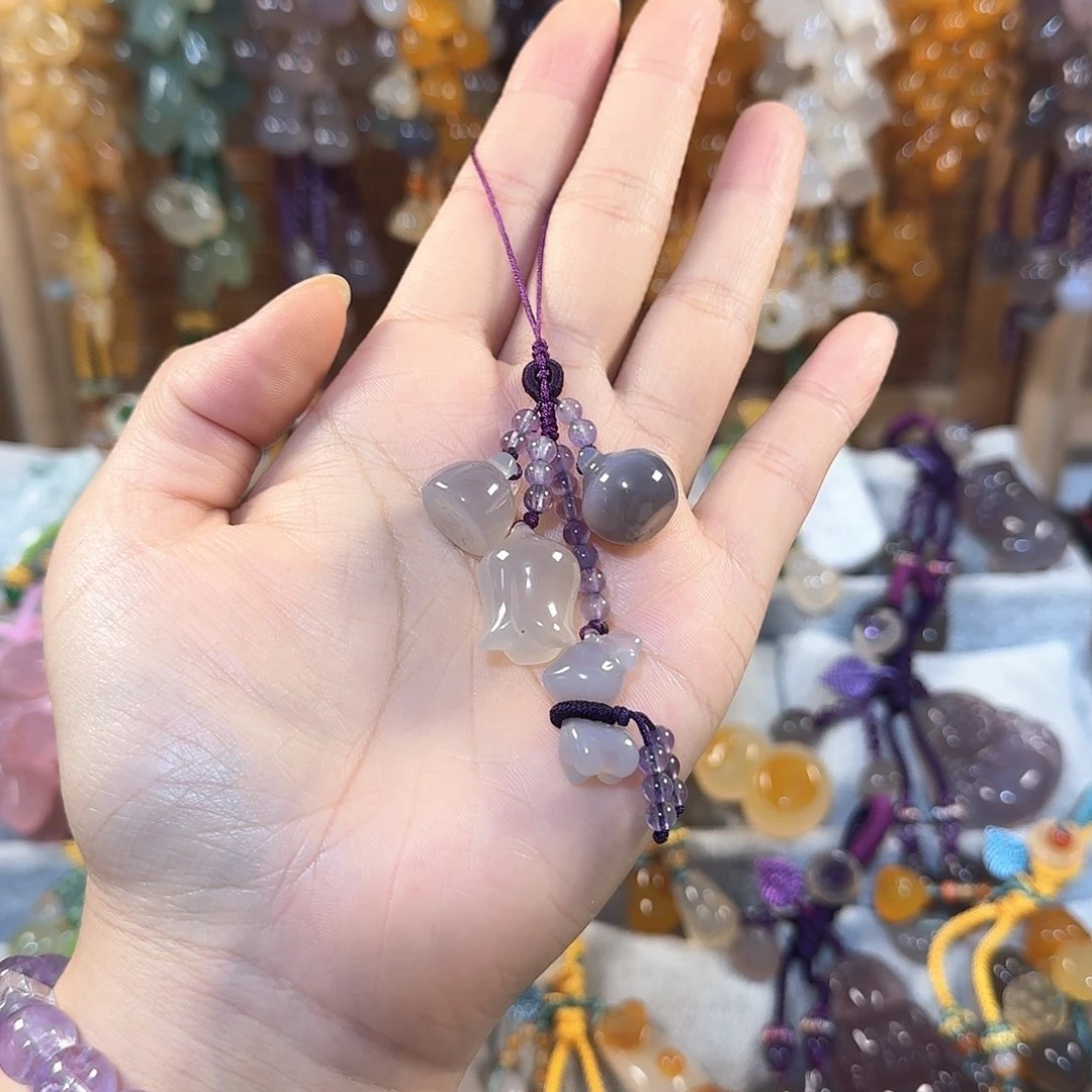 玛瑙/玉髓手机挂福利款通货料子不挑带有包容点未镶嵌宋*