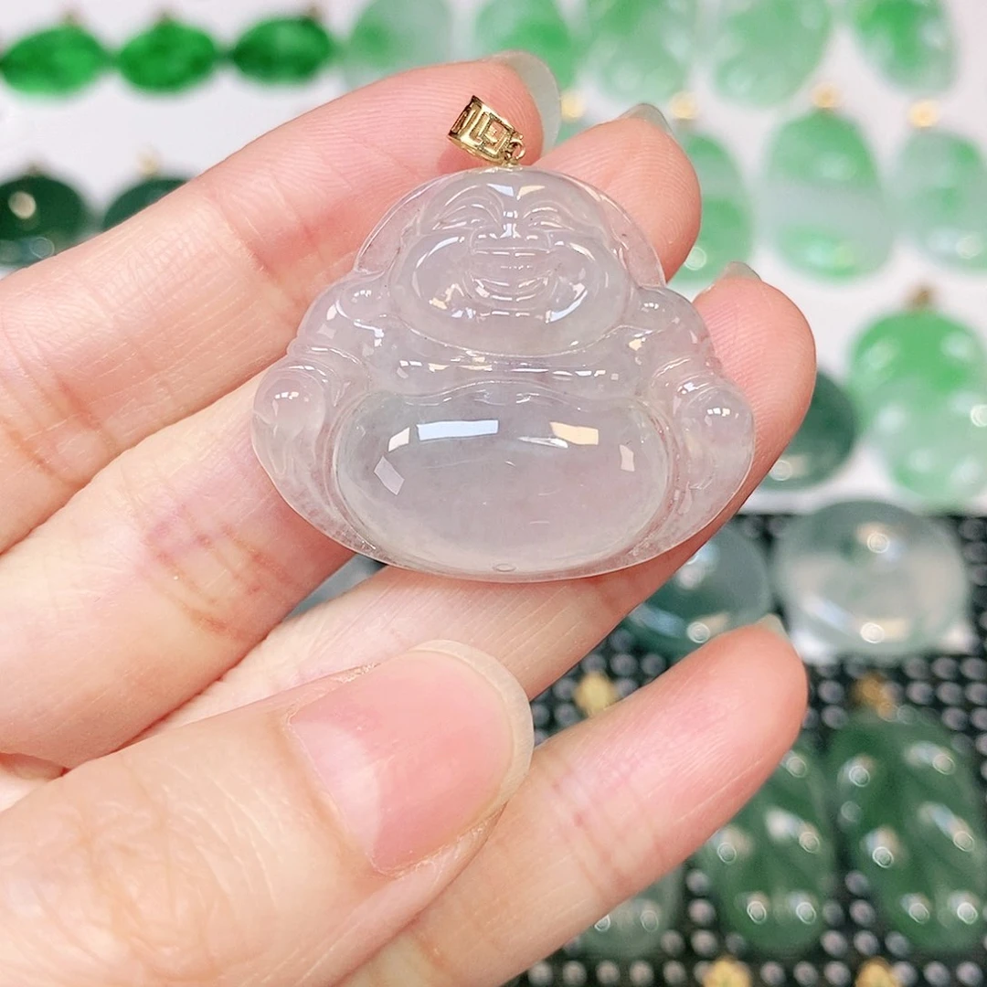 翡翠吊坠(不含链)18K金镶嵌