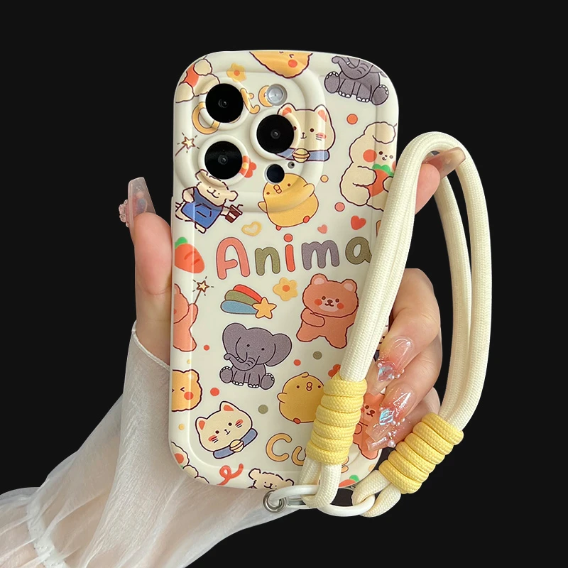 【适用苹果/华为/荣耀/OPPO/vivo小米】波点动物派对磨砂泡芙手机壳