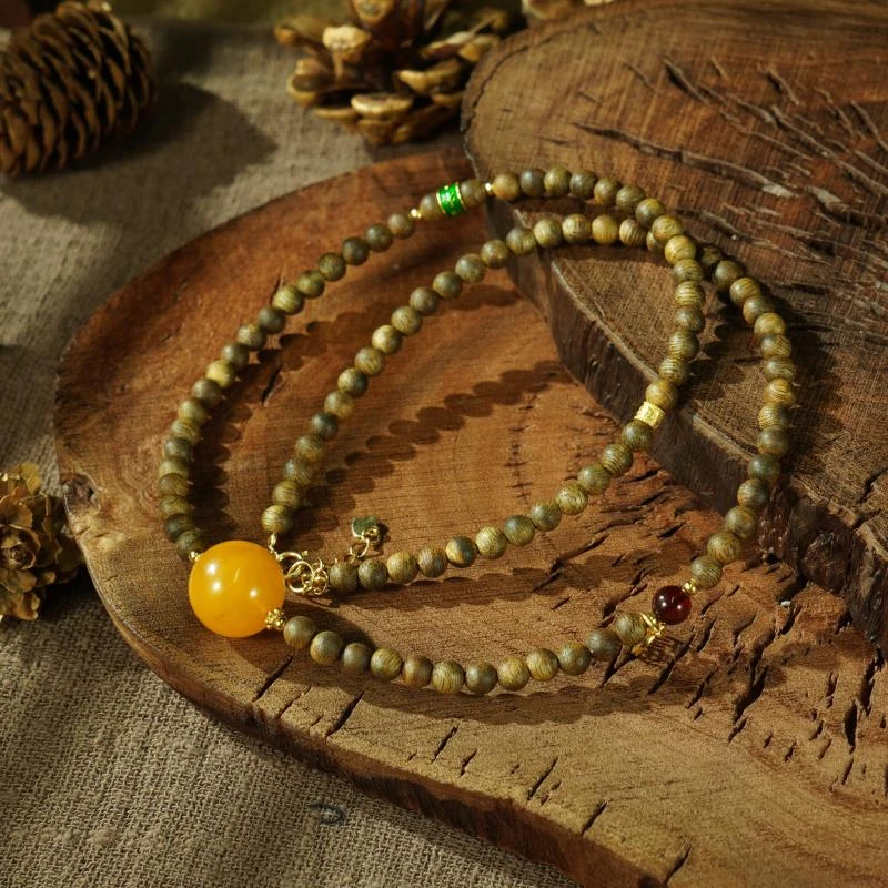 【香掌柜】奇楠沉香配蜜蜡项链【发一件】