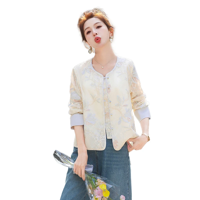 小香风蕾丝重工刺绣薄外套女2025春夏新款洋气防晒衣外搭开衫上衣