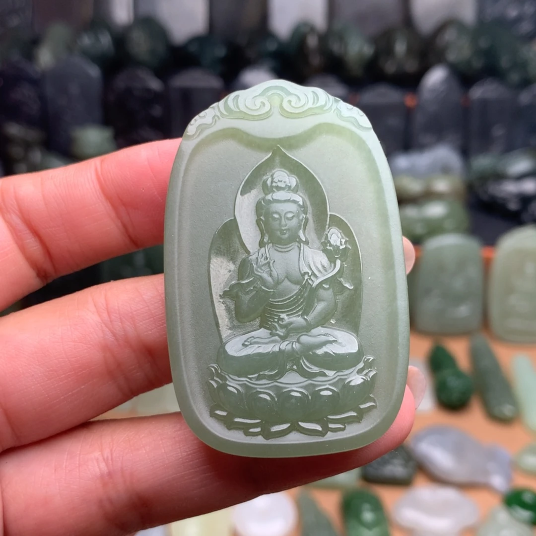 和田玉未镶嵌颈饰挂件108