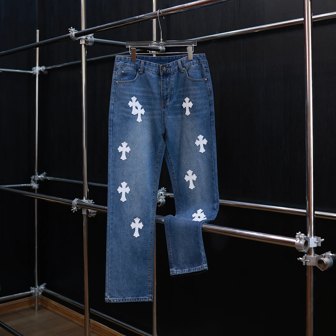 【壹楠】克家十字标.时尚直美式高街直筒牛仔裤-KLX-NZK66192