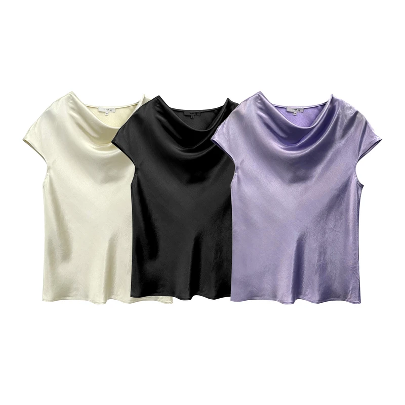 FOURHER 骄纵小姐 松弛美感 都市荡领 缎面丝滑无袖上衣