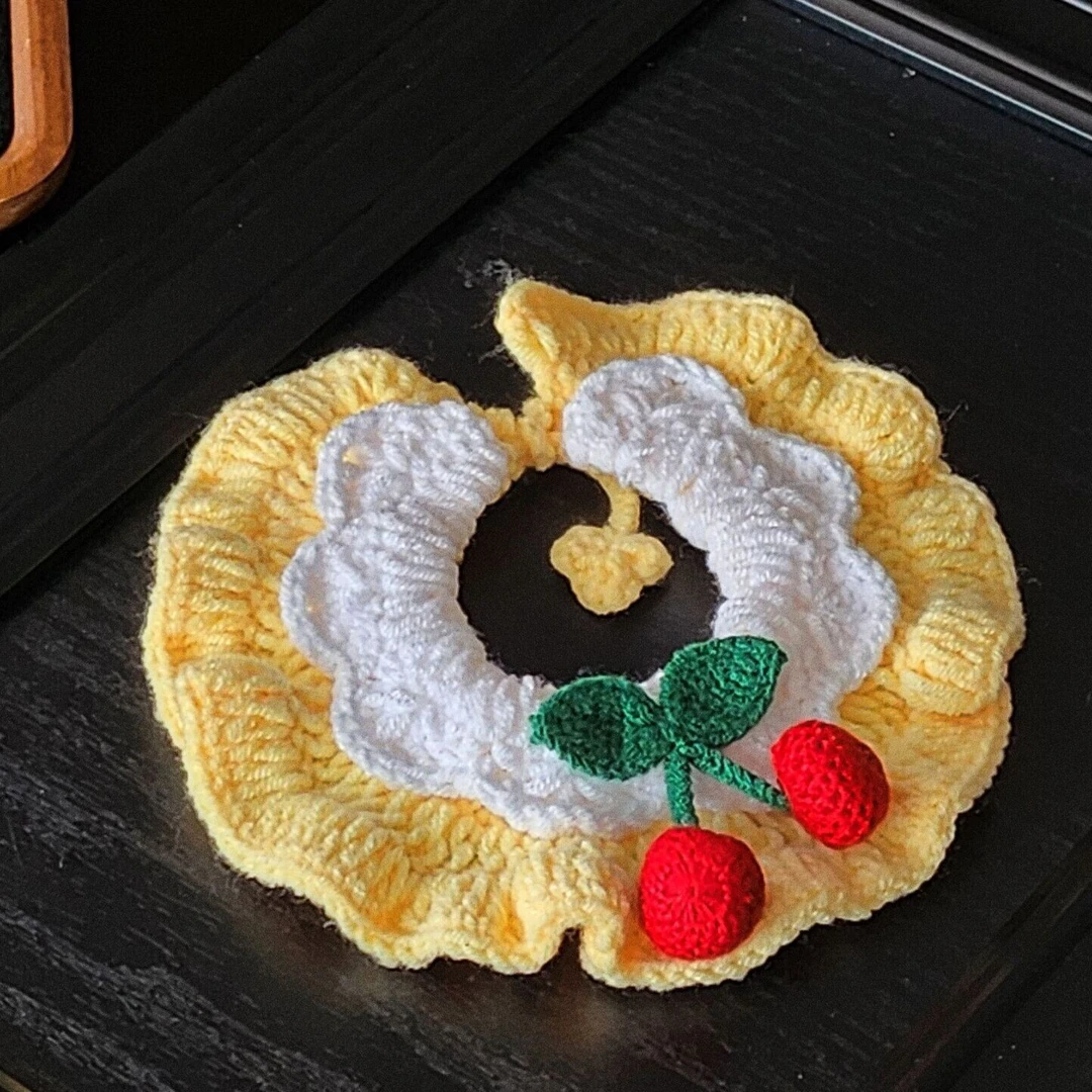 宠物钩织围脖 樱桃裙边