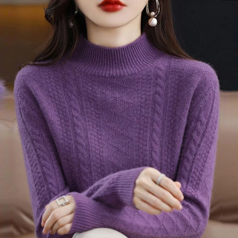 半高领加厚羊绒衫女纯色百搭厚款过秋冬韩版保暖宽松羊毛打底毛衣