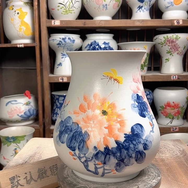 陶高27鱼尾牡丹师傅陶瓷