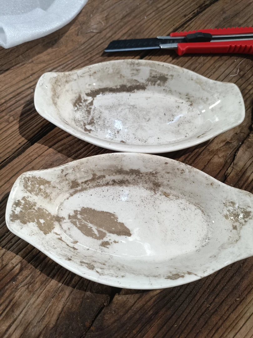 磁州窑出口尾货小船盘子一对《微瑕完美勿拍》