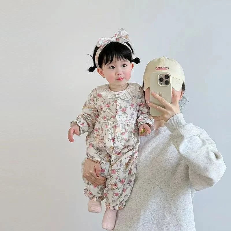 婴儿衣服春秋装新生女宝宝连体衣满月百天公主外出哈衣爬服春秋