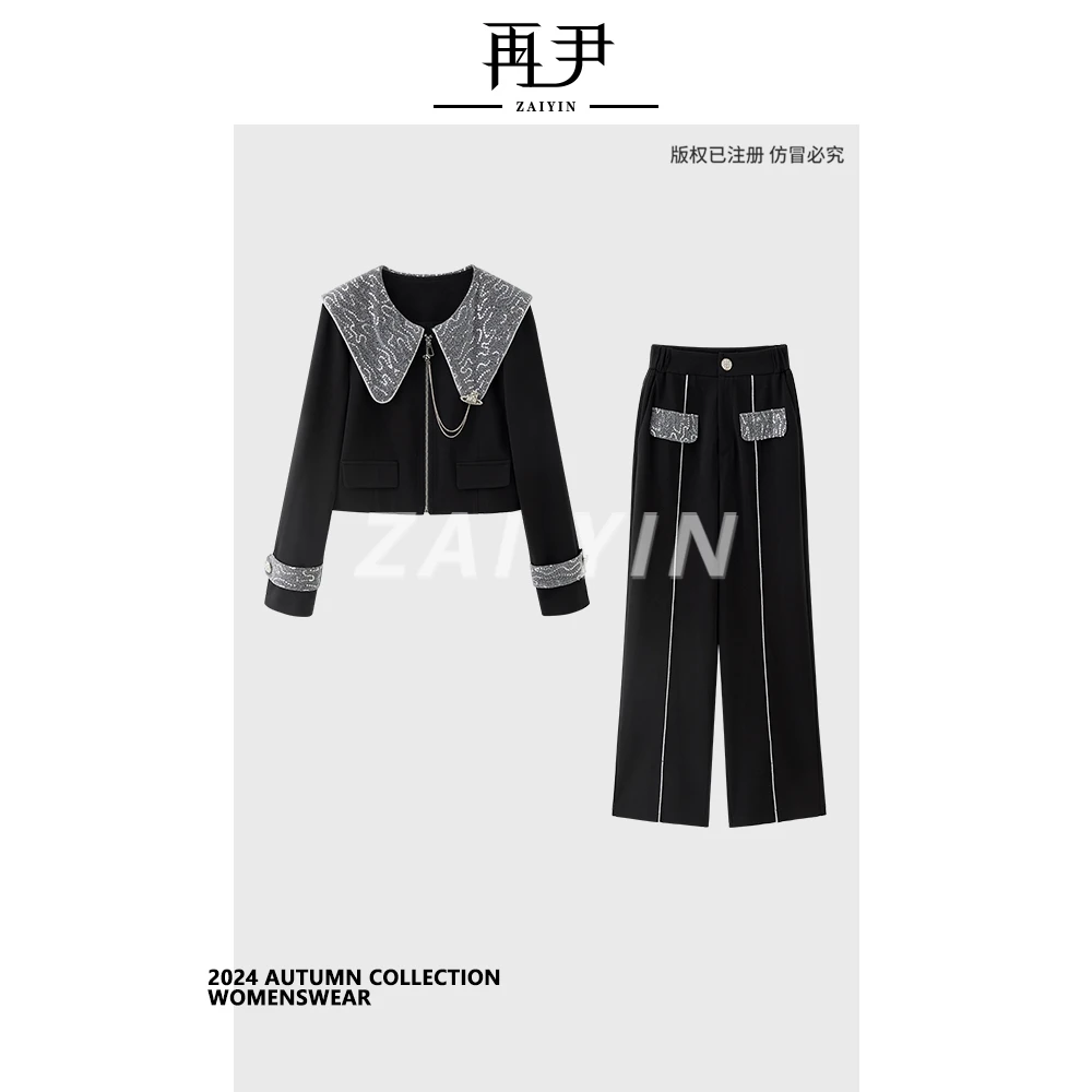 【半眠日记】小众春秋设计师高腰气质定制轻奢秋季套装G24QT020522