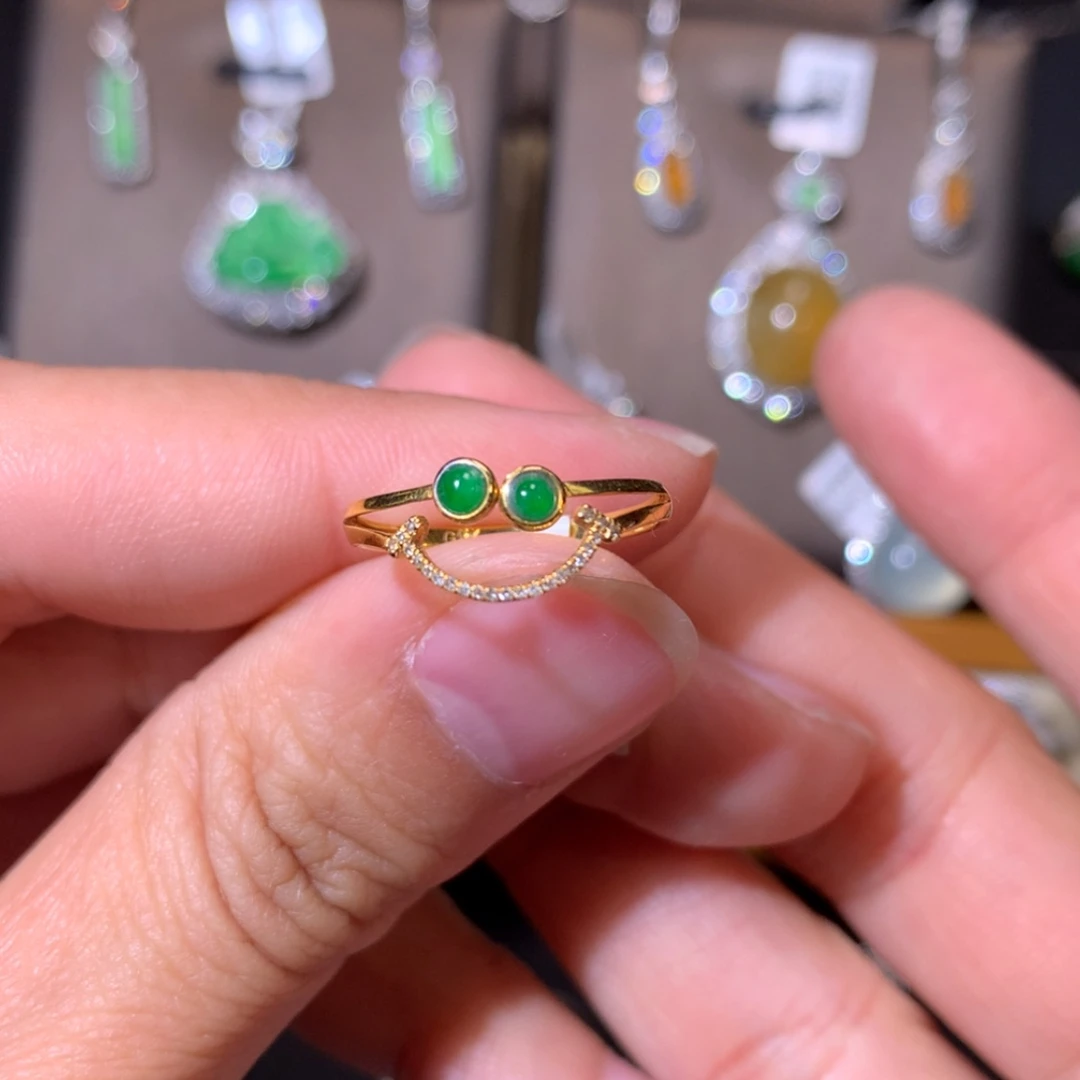 【闪购商品】翡翠吊坠(不含链)18K金镶嵌翡翠戒指