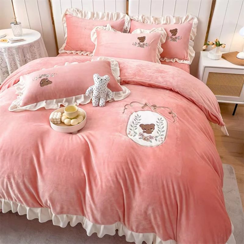 加厚牛奶绒四件套加厚款床上用品