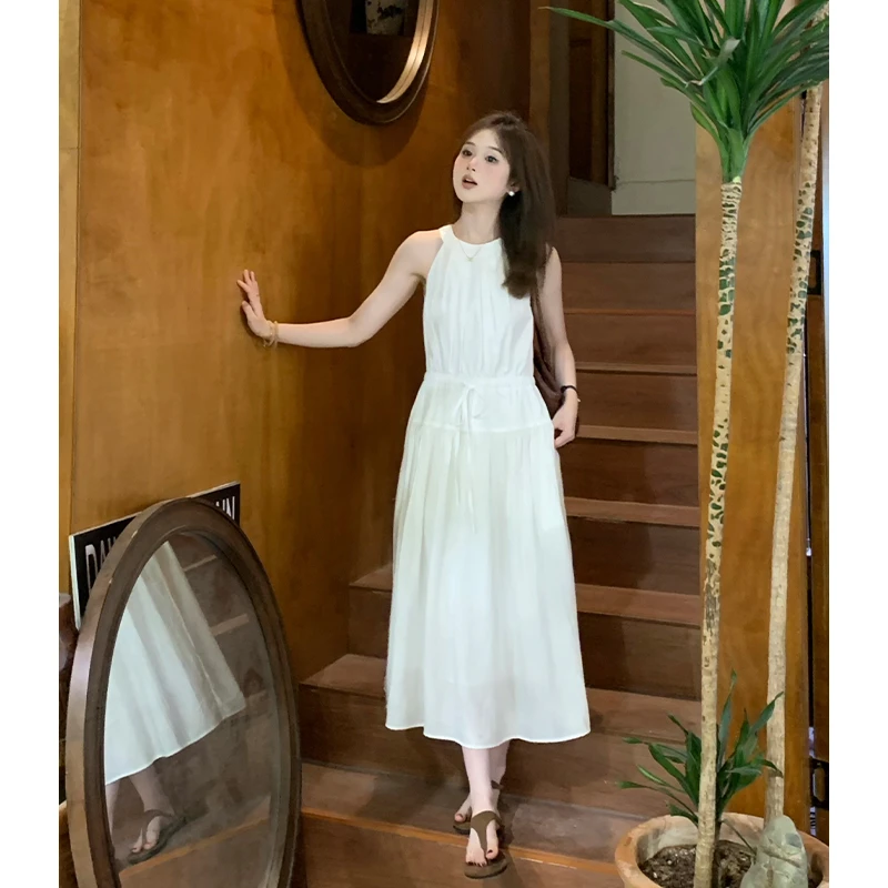 FUGUI RICH【心动邀约】小个子挂脖连衣裙长款无袖裙子 26242L4727