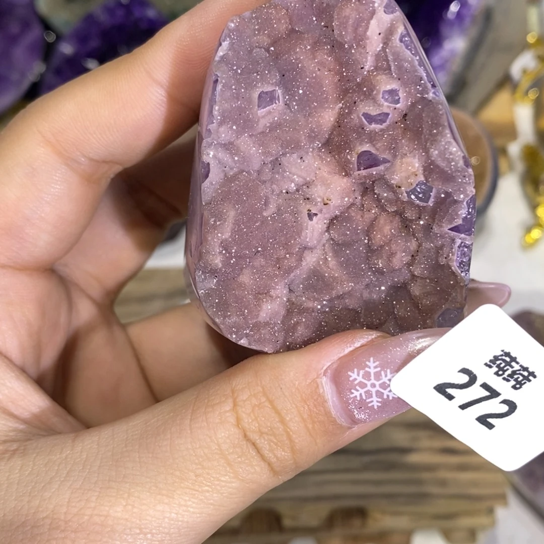 未镶嵌紫晶大型摆件（非配饰）粉色牙软全抛