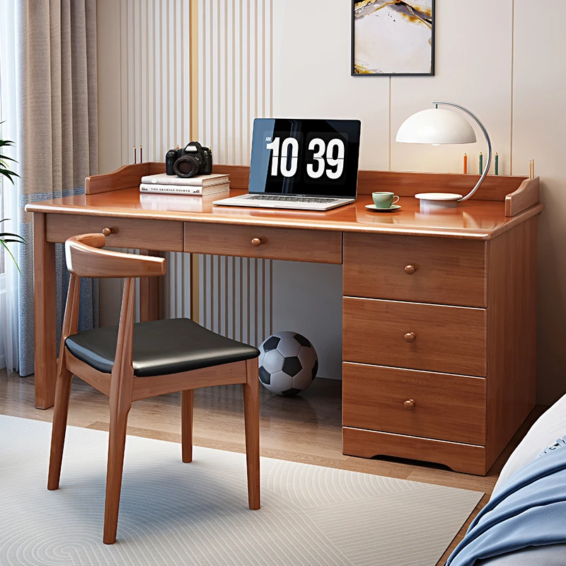 霖童实木书桌台式办公学习电脑桌卧室写字桌小初中生台式桌
