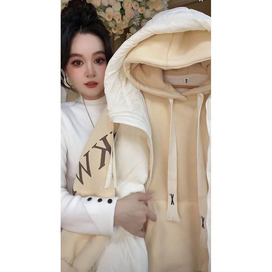 【8646-奶茶可可】2025新款加厚北极绒宽松连帽百搭字母女款卫衣BJR