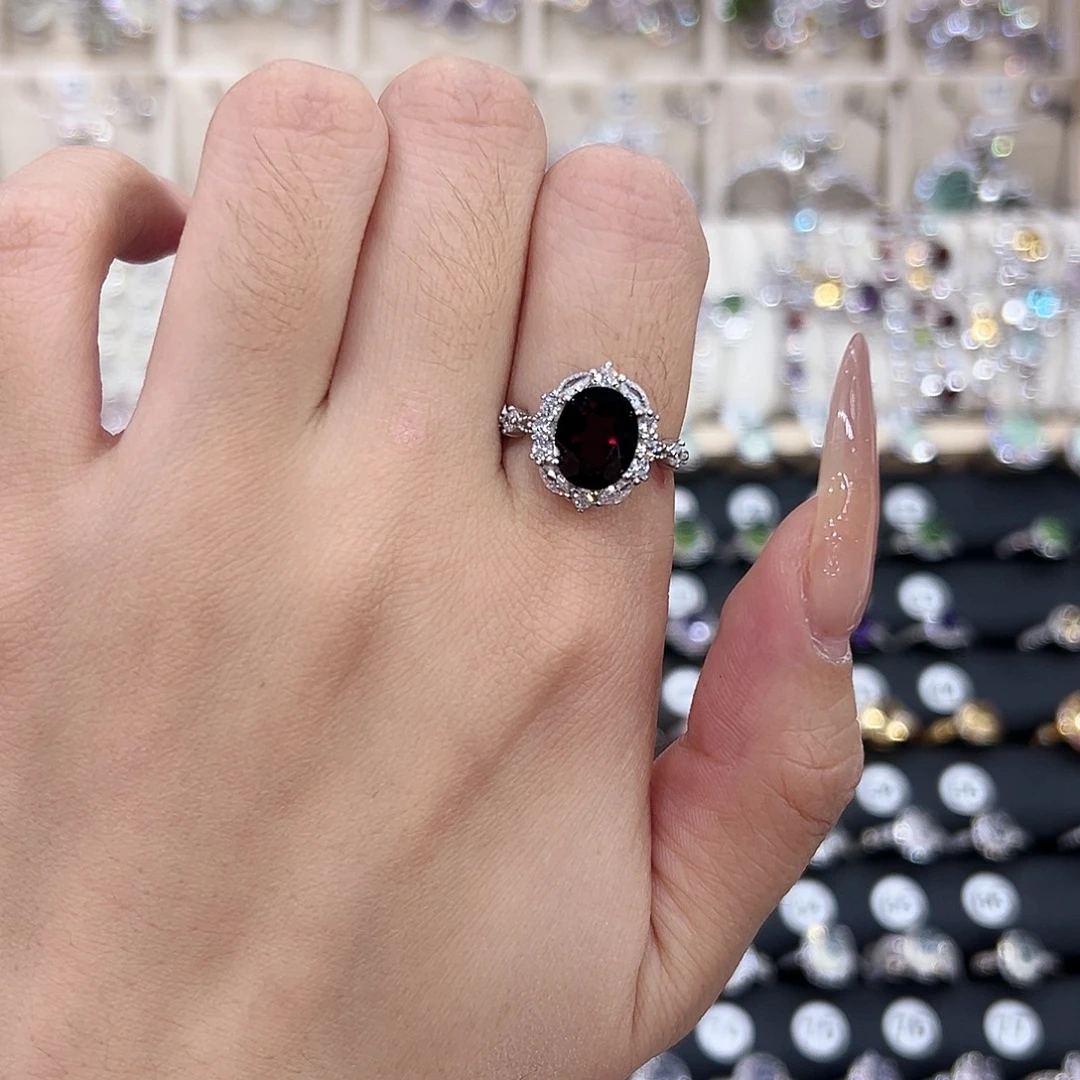 ↑***洡红宝石戒指银S925镶嵌