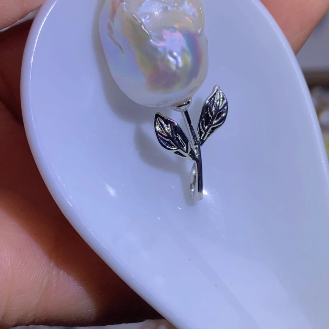 银S925镶嵌珍珠淡水珍珠