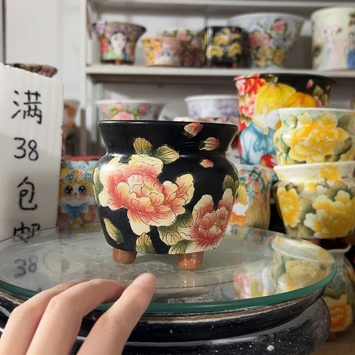 景德镇手绘花盆幸运花盆