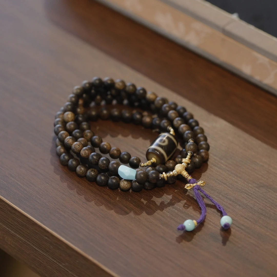 麦麦【木蔓秋诗】天然沉香+二眼天天+松+18k 项链 多样性发货