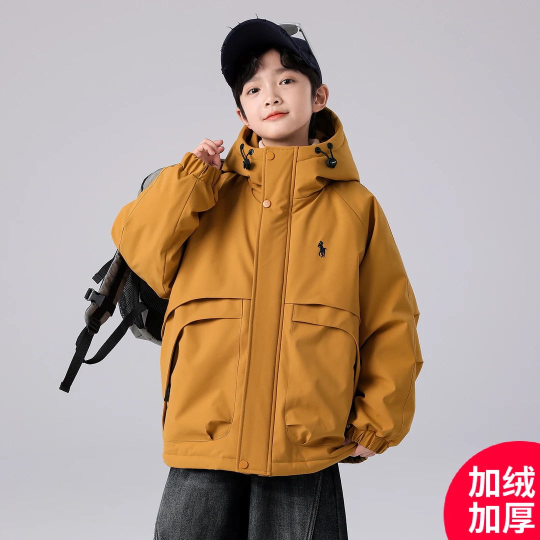 男童秋冬加绒加厚外套2025新款加绒加厚中大儿童冬装潮C5171