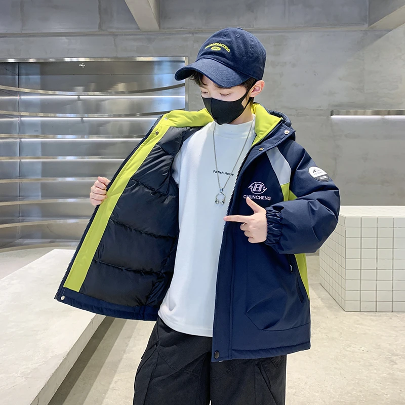 儿童装男童冬装羽绒棉衣外套2025新款中大童加厚棉服冬季男孩棉袄