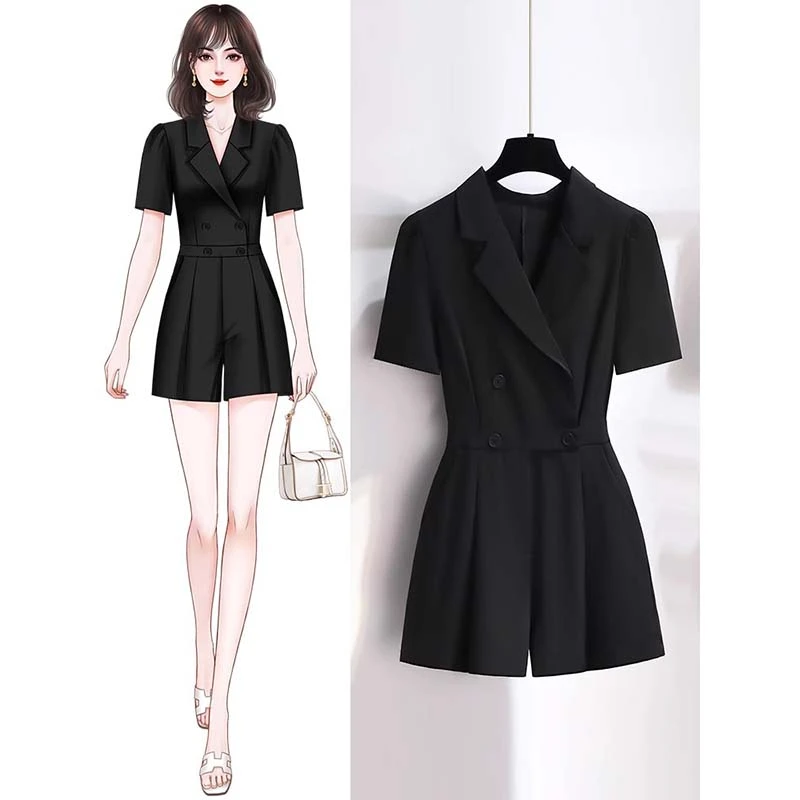 【短款】2025夏季新款法式小个子修身显高一件式连身连衣短裤D2483