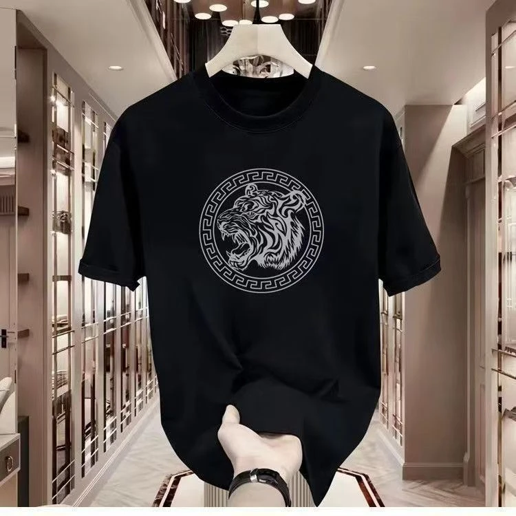 雅鹿男装夏季纯棉男装潮牌韩版短袖百搭印花圆领t恤时尚宽松休闲