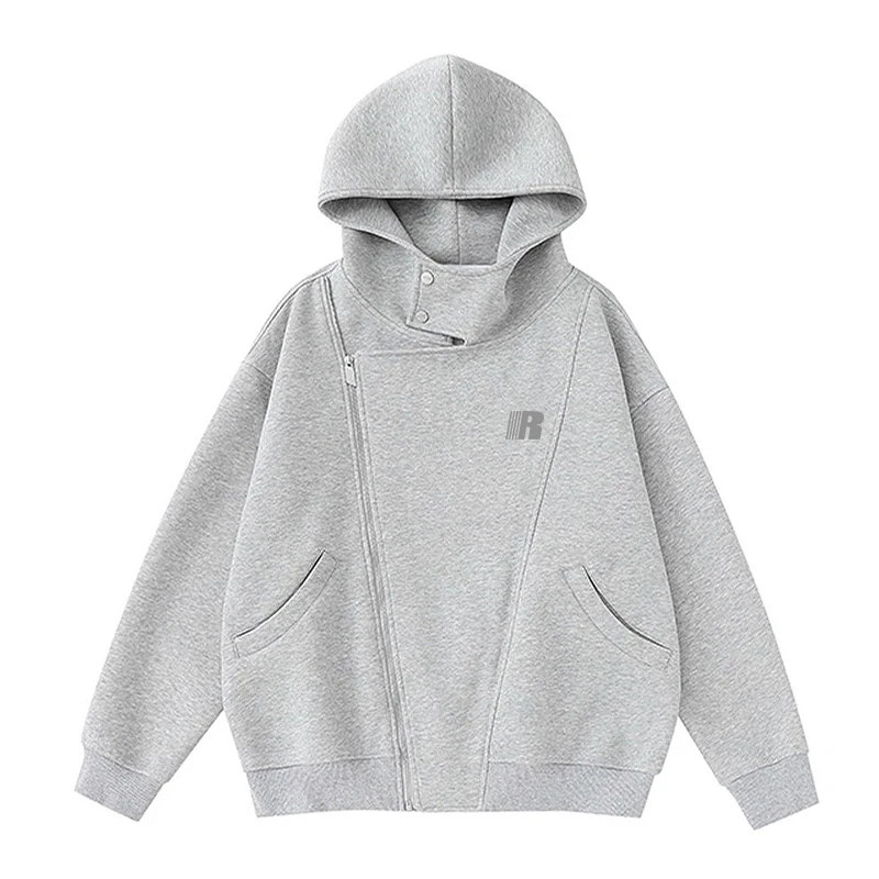 jtrt国潮牌创意字母印花复古开衫连帽卫衣男女秋冬季拉链加绒外套