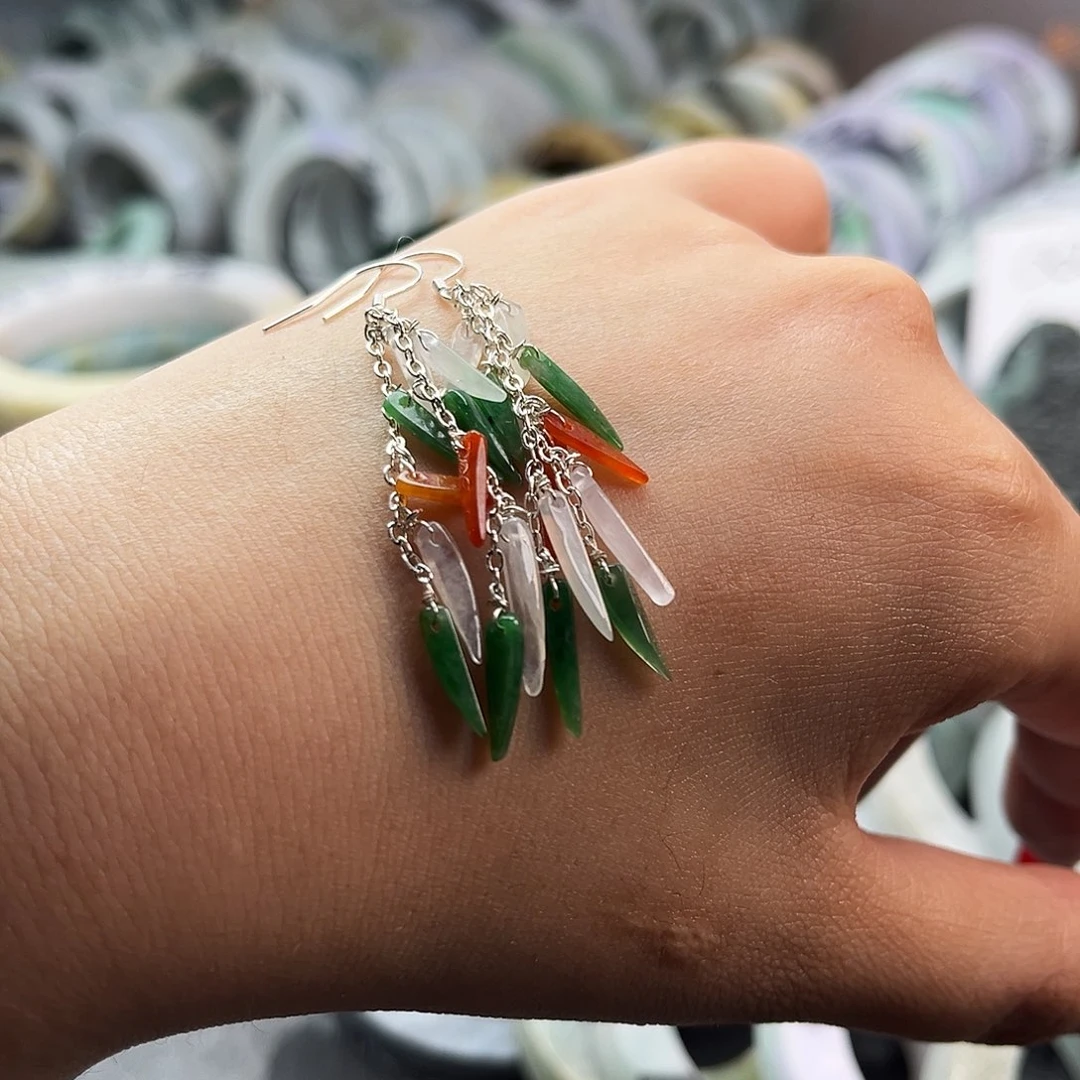 翡翠未镶嵌耳饰耳环