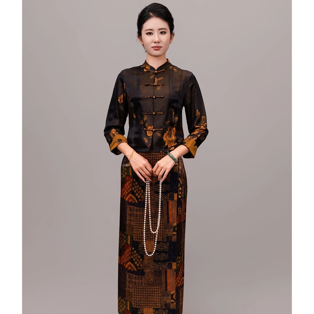 玉家人勐藏桑蚕丝傣族服装改良服饰国风民族风