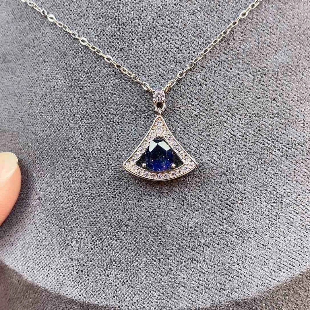 蓝宝石颈饰银S925镶嵌