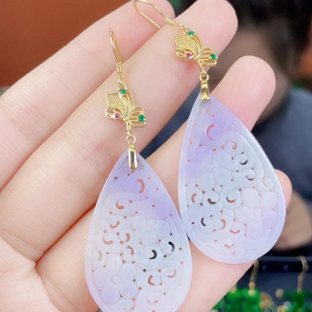 翡翠银S925镶嵌耳饰