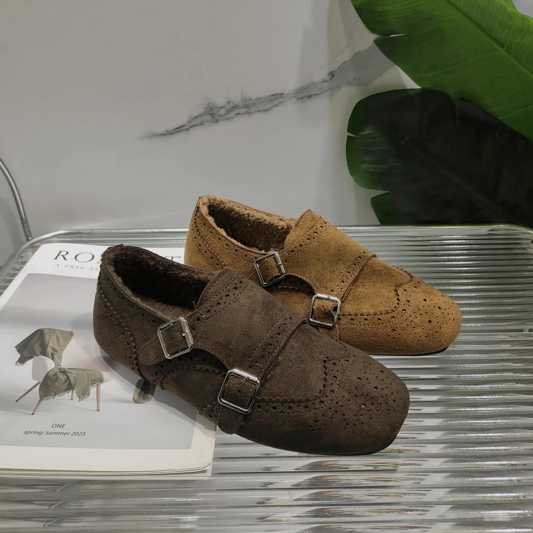 勃肯女新款冬季布洛克复古加绒豆豆鞋888-2或588-5(加绒豆豆鞋)