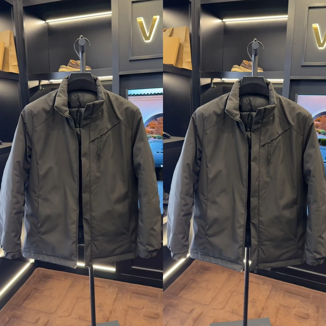 加贝男库 冬季新款长袖立领棉衣款保暖时尚男士商务雅痞休闲夹克