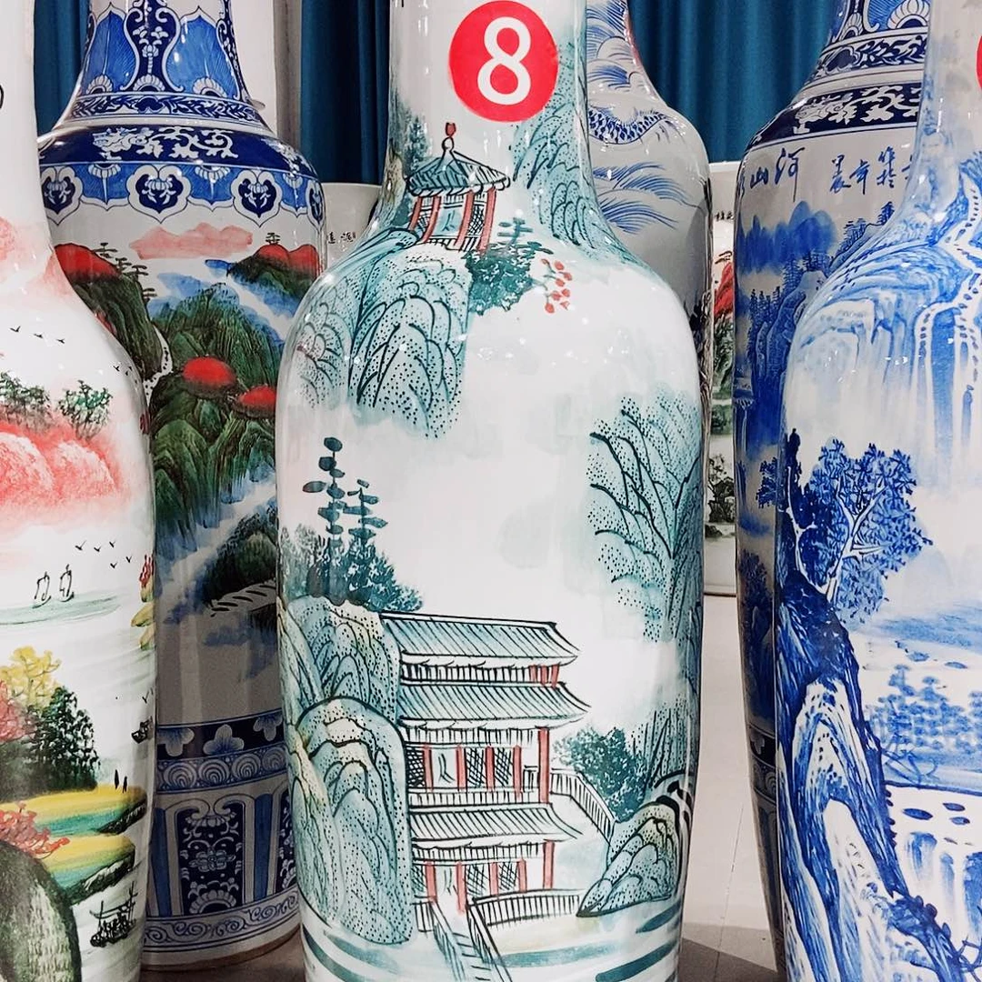 来***你瓷土1米是落地大花瓶一对，嗯