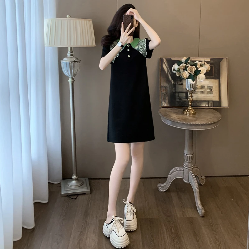 超好看休闲连衣裙女夏季2025新款今年流行爆款显瘦夏日绝美小黑子