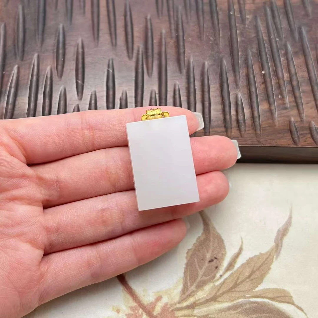 【北野珠宝】天然和田玉俄巴沙羊脂白玉吊坠-B72H-33【31x21x7mm】