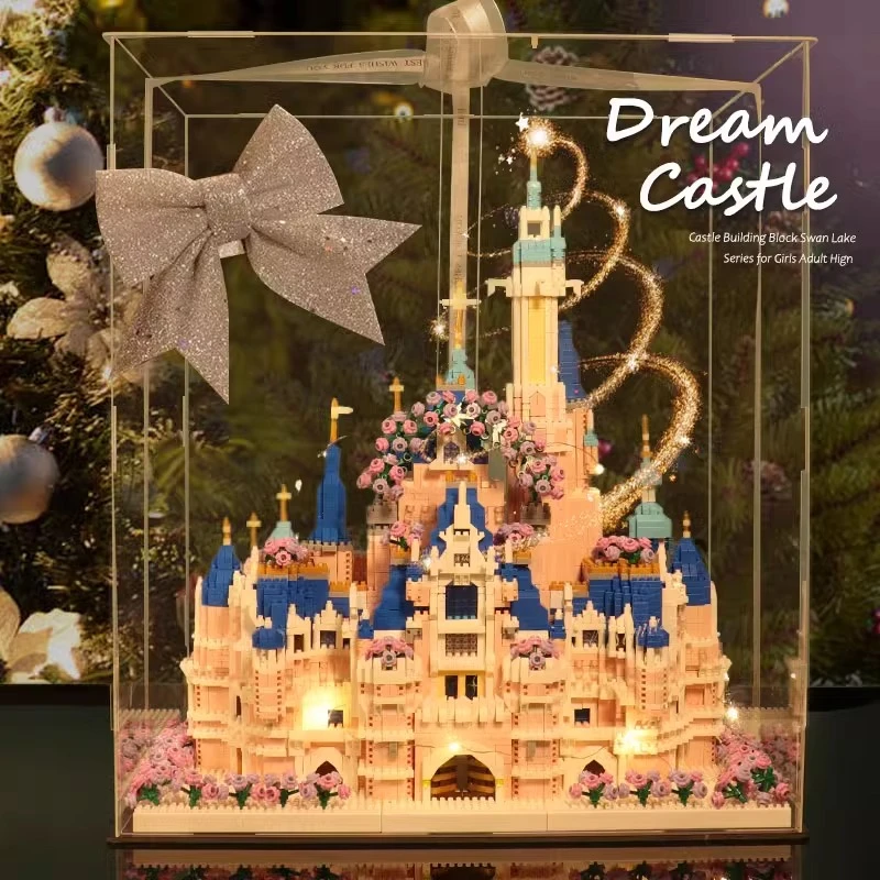 迪士尼城堡积木拼装玩具微颗粒新款女孩系列积木益智拼图七夕礼物