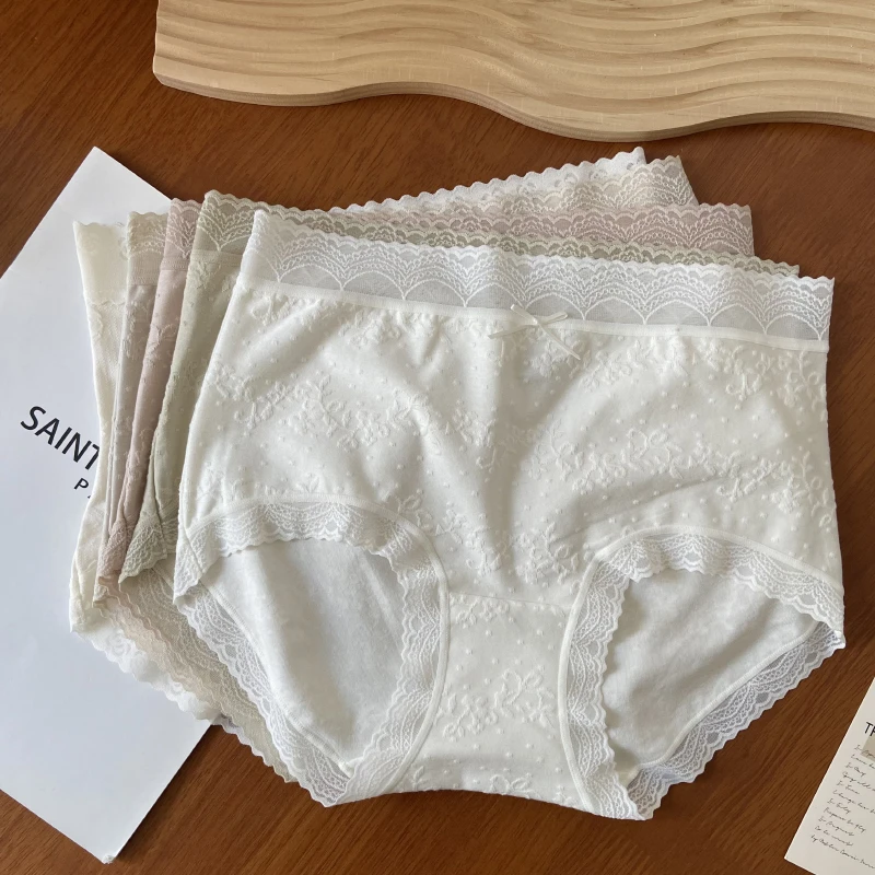 玉象法式内裤女中腰包臀高弹舒适透气蕾丝边亲肤简约女三角裤