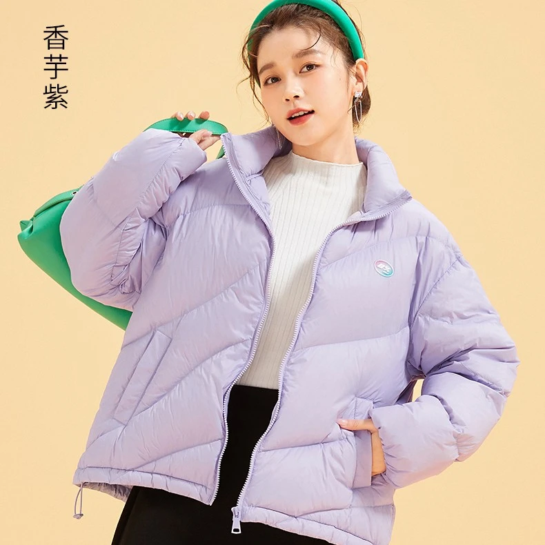 促销女款90绒羽绒服立领无帽立领潮流风薄款冬季休闲香芋紫保暖
