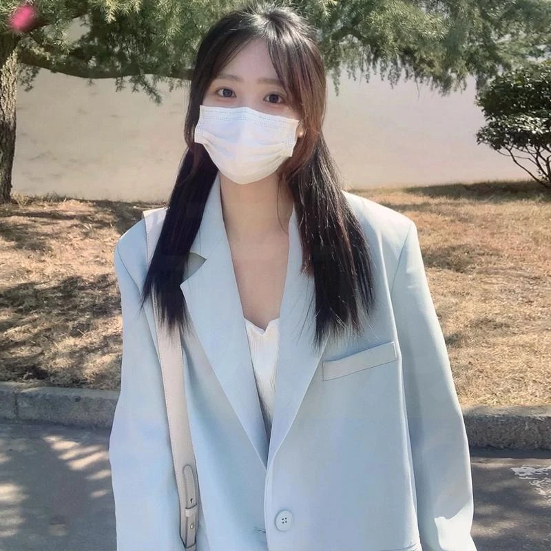 洋气高级感蓝色小个子西装外套女早春秋款新款韩版chic休闲西服