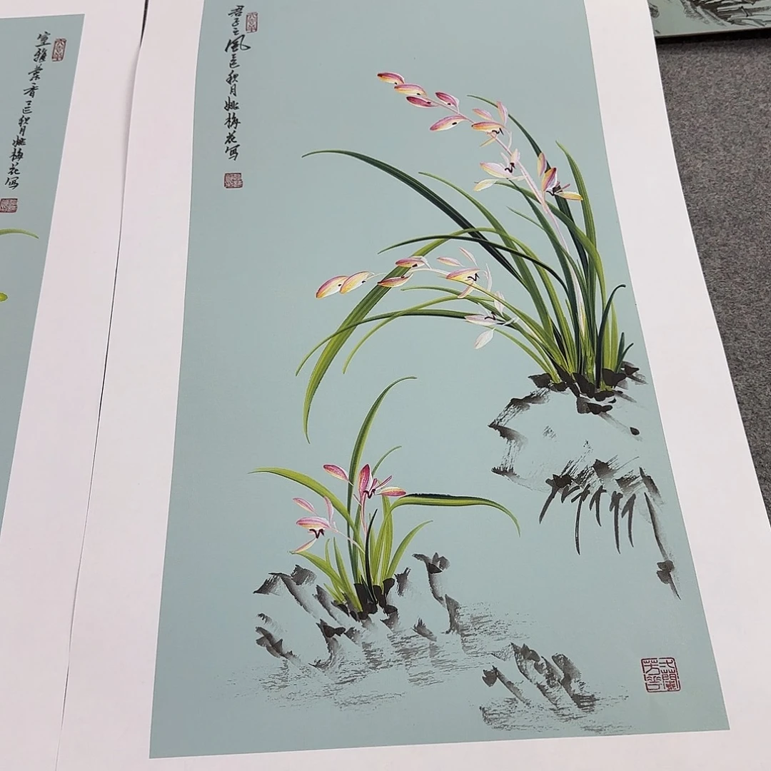 国画国画立体兰花