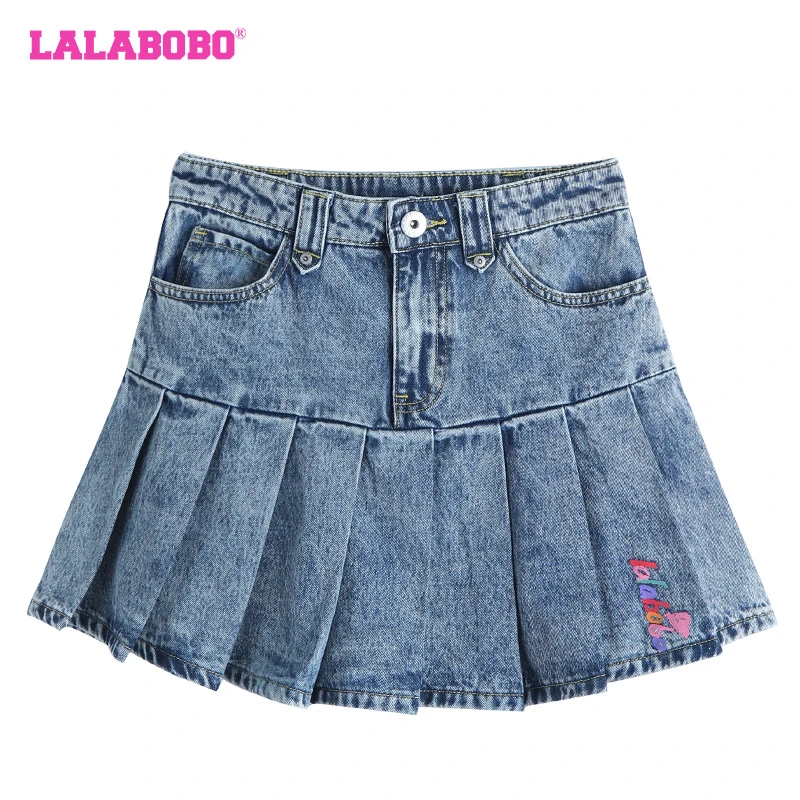 4242【赵老板】LAL4夏季新款可爱简约休闲字母蛋糕牛仔短裙女