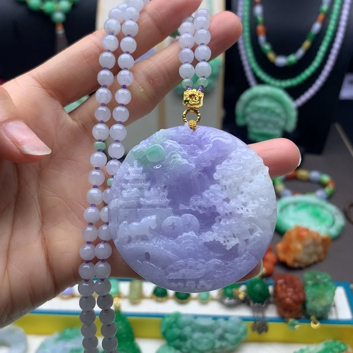 翡翠未镶嵌颈饰翡翠山水