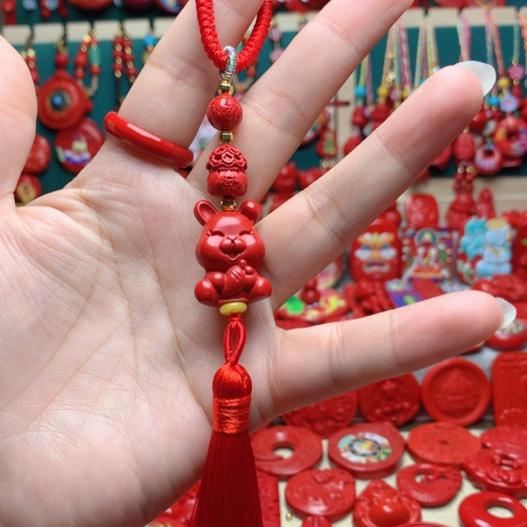 天然辰砂工艺品朱砂钥匙扣包包挂
