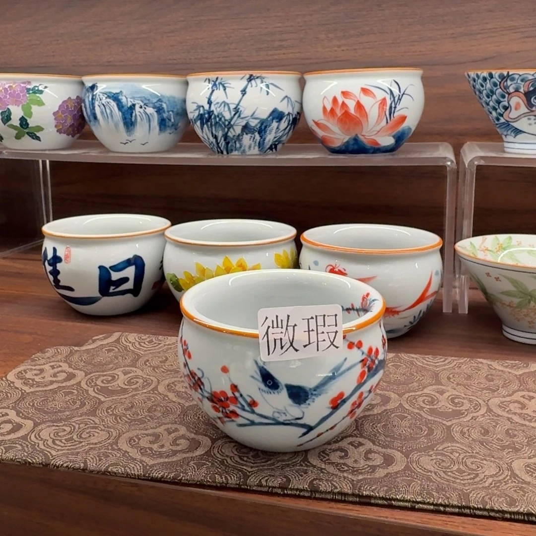 釉下手绘茶具微瑕