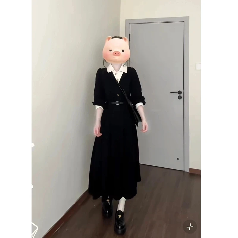 2025新款法式小香风黑色连衣裙春秋高级感洋气裙子