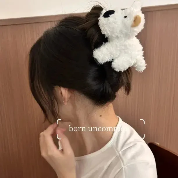 同款白色小狗发夹可爱毛绒西高地狗狗侧边夹顶夹发卡头饰